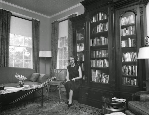 Flannery with book case