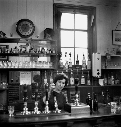 Barwoman at the Engineer Pub in Leiston, Suffolk 1966