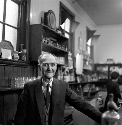 Barman at the Engineer pub in Leiston, Suffolk 1966